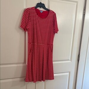 Red and white striped Draper James dress
